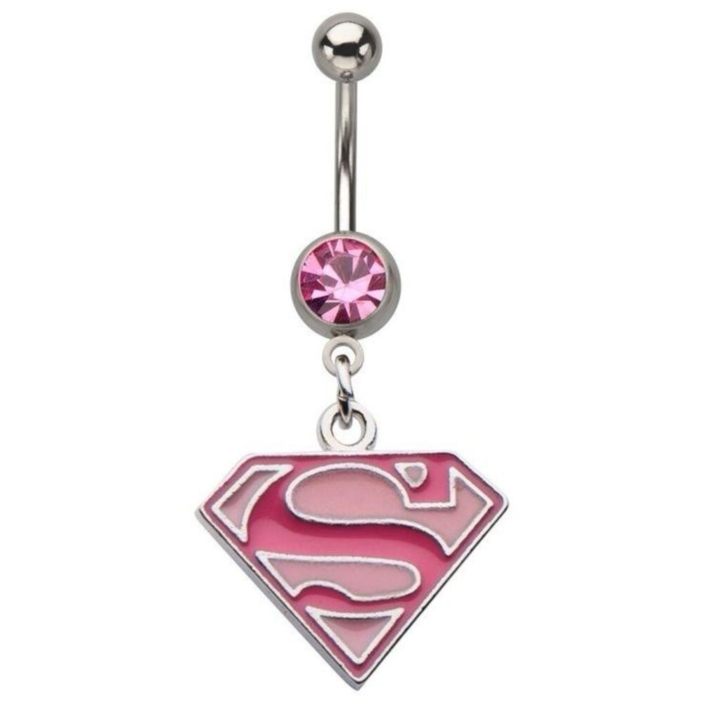 Superman - Supergirl Belly Ring - Pink Navel Dangle DC Comics